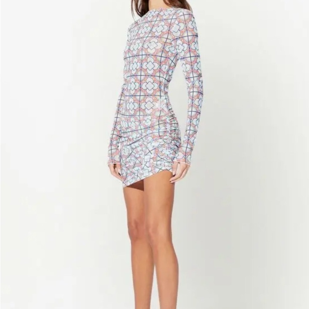 NEW RTA Leonor Mesh Mini Dress Size small MSRP $490 Multicolor Geometric Graphic